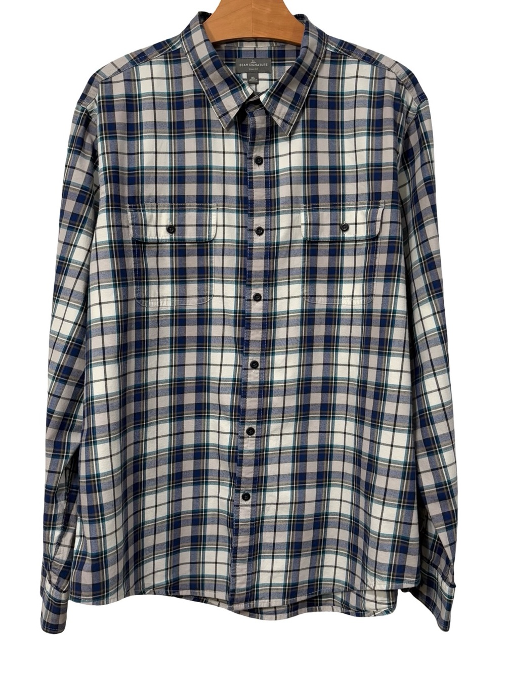 L.L. Bean Signature Slim Fit Poplin Button Down Shirt XL Blue